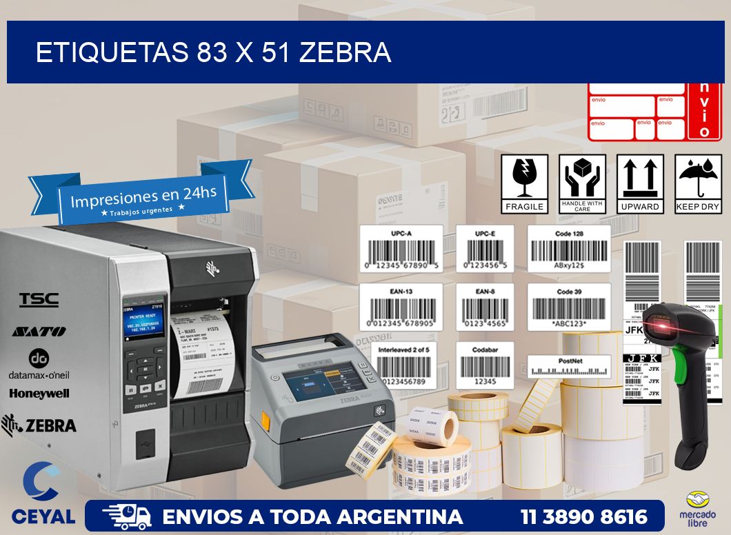 ETIQUETAS 83 x 51 ZEBRA