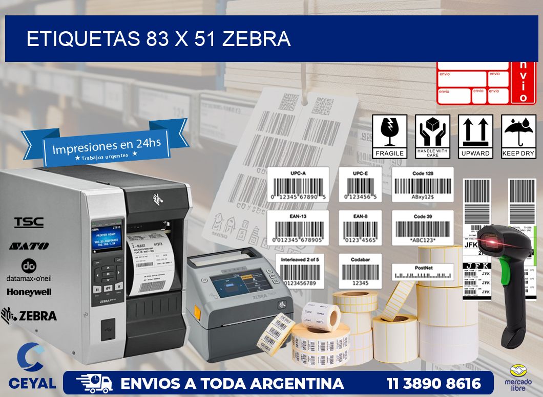 ETIQUETAS 83 x 51 ZEBRA