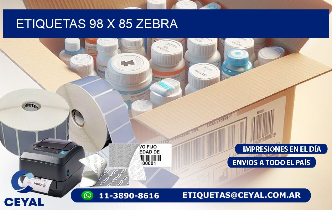 ETIQUETAS 98 x 85 ZEBRA
