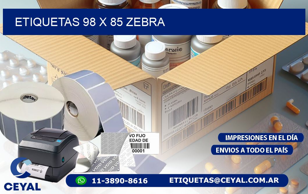 ETIQUETAS 98 x 85 ZEBRA