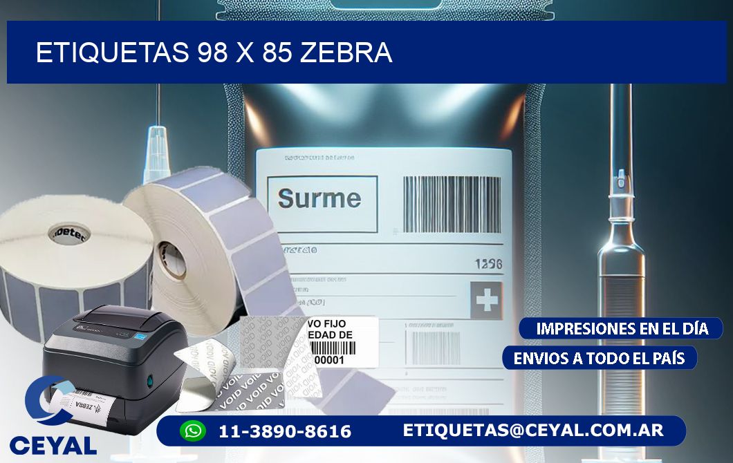 ETIQUETAS 98 x 85 ZEBRA
