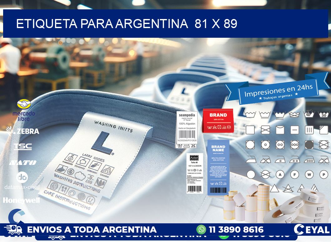 etiqueta para Argentina  81 x 89