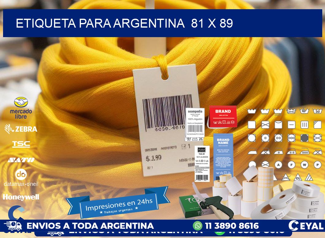 etiqueta para Argentina  81 x 89