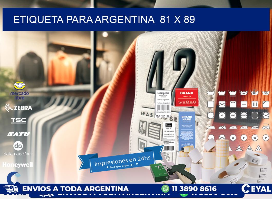 etiqueta para Argentina  81 x 89