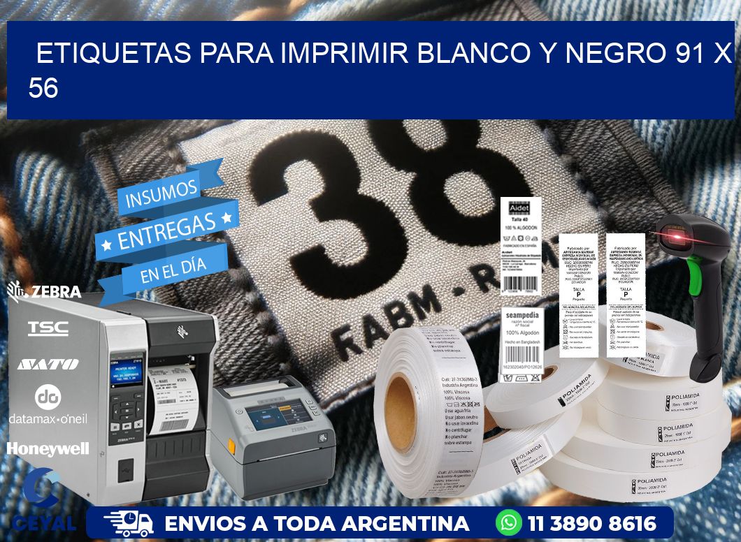 etiquetas para imprimir blanco y negro 91 x 56