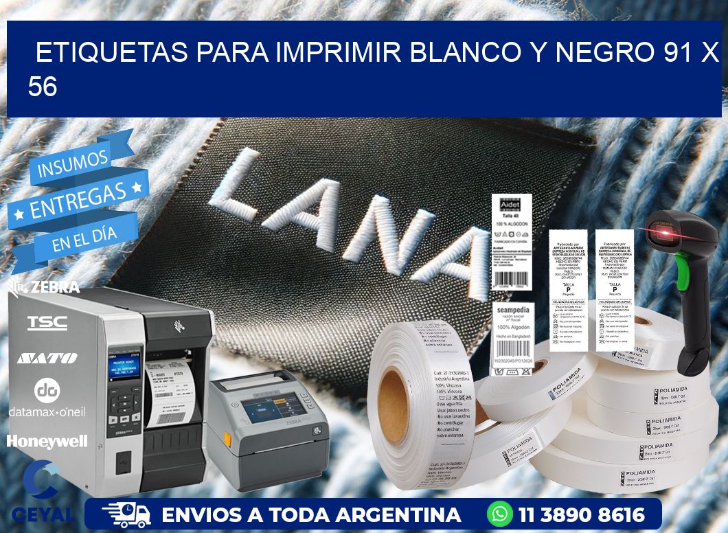 etiquetas para imprimir blanco y negro 91 x 56