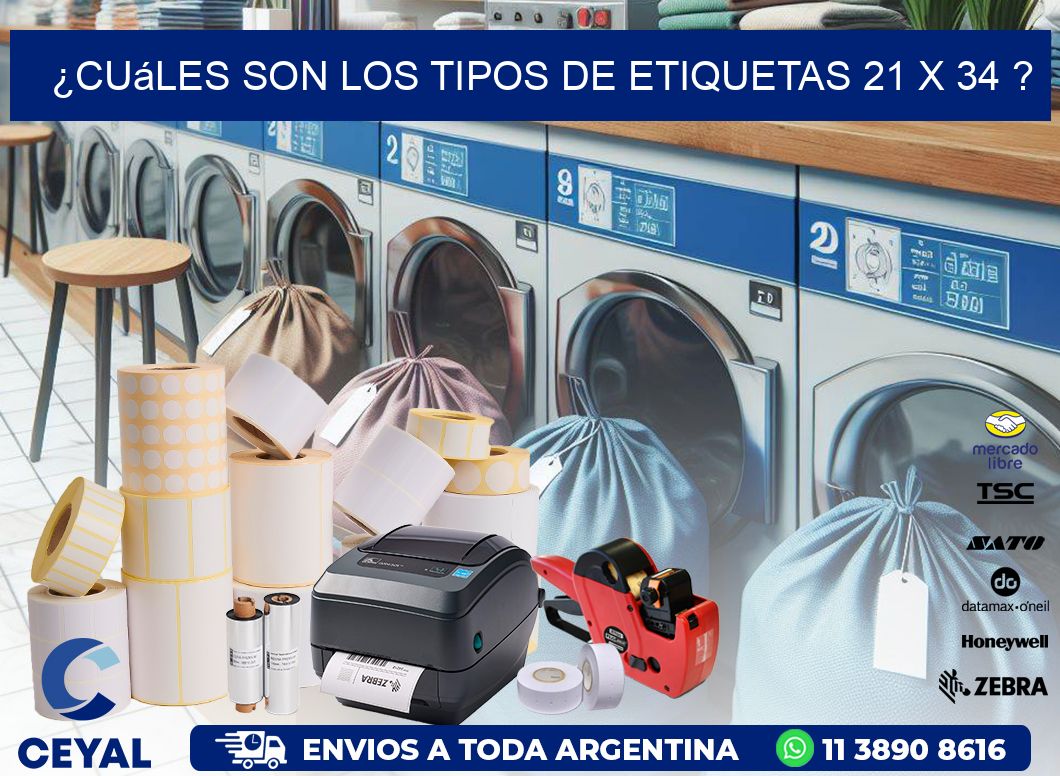 ¿Cuáles son los tipos de etiquetas 21 x 34 ?