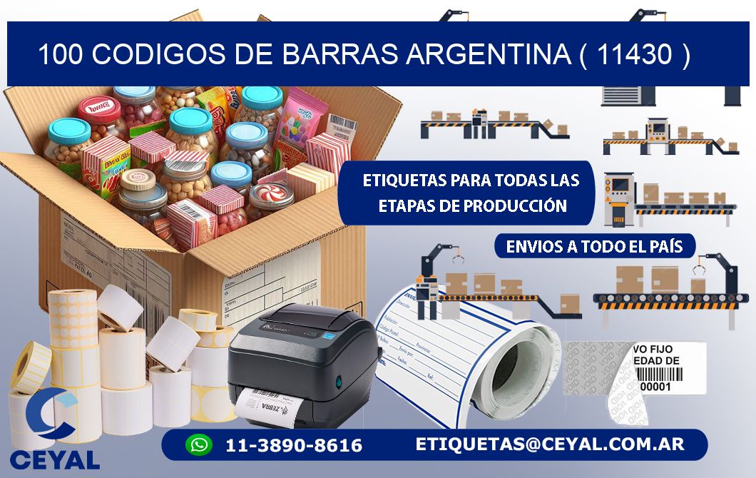 100 codigos de barras argentina ( 11430 )