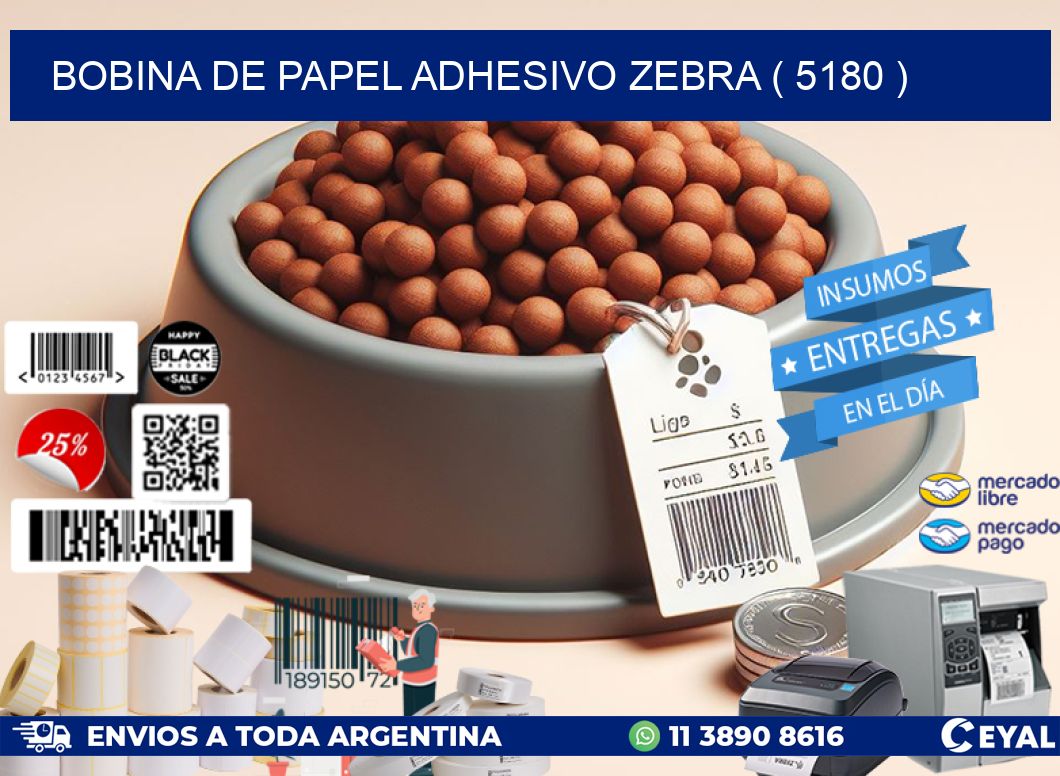 BOBINA DE PAPEL ADHESIVO ZEBRA ( 5180 )