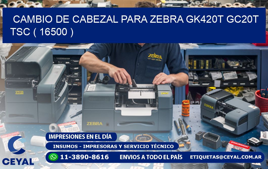 CAMBIO DE CABEZAL PARA ZEBRA GK420T GC20T TSC ( 16500 )