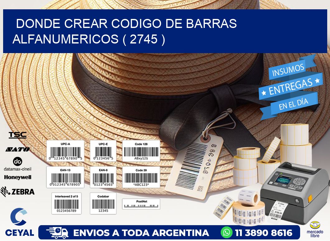 DONDE CREAR CODIGO DE BARRAS ALFANUMERICOS ( 2745 )