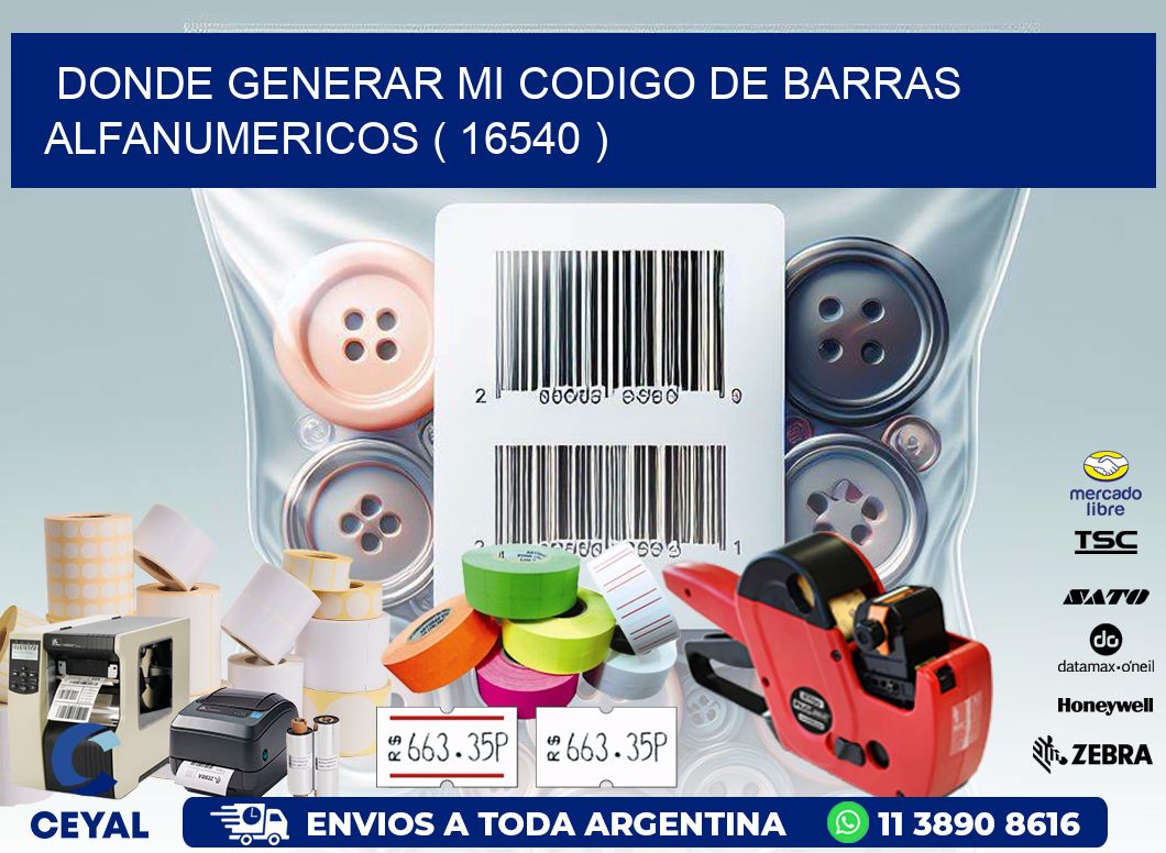 DONDE GENERAR MI CODIGO DE BARRAS ALFANUMERICOS ( 16540 )