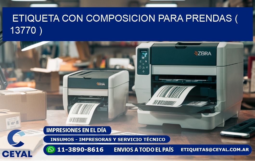 ETIQUETA CON COMPOSICION PARA PRENDAS ( 13770 )