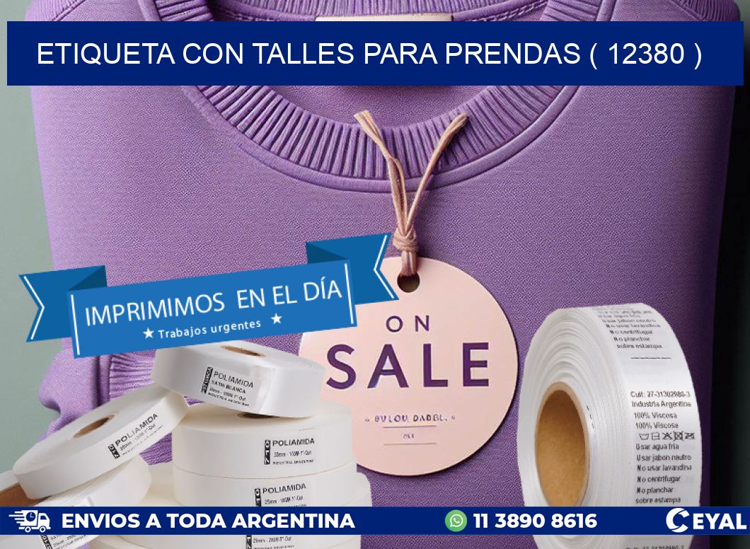ETIQUETA CON TALLES PARA PRENDAS ( 12380 )