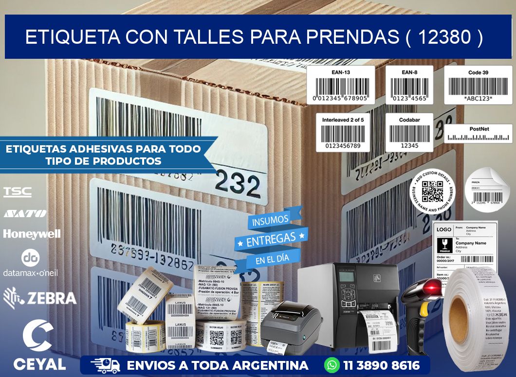 ETIQUETA CON TALLES PARA PRENDAS ( 12380 )