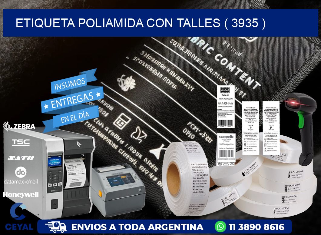 ETIQUETA POLIAMIDA CON TALLES ( 3935 )