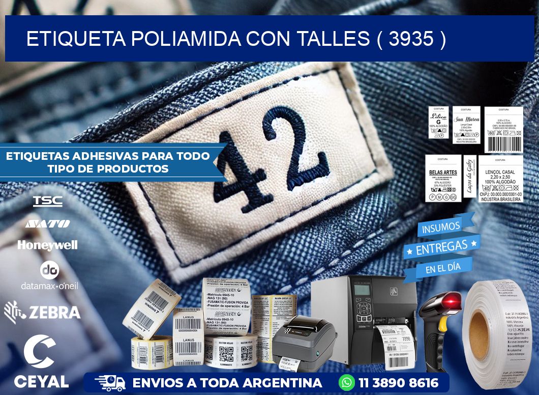 ETIQUETA POLIAMIDA CON TALLES ( 3935 )
