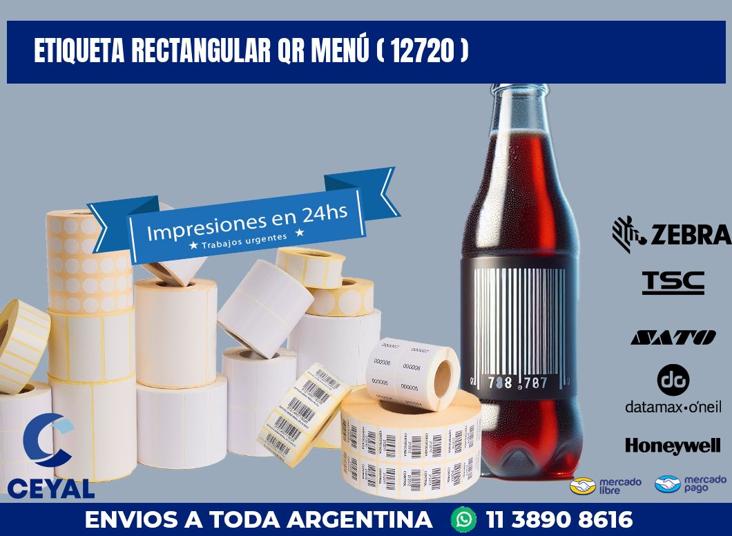 ETIQUETA RECTANGULAR QR MENÚ ( 12720 )