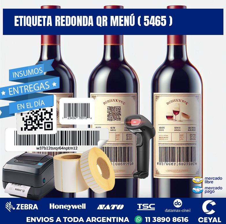 ETIQUETA REDONDA QR MENÚ ( 5465 )