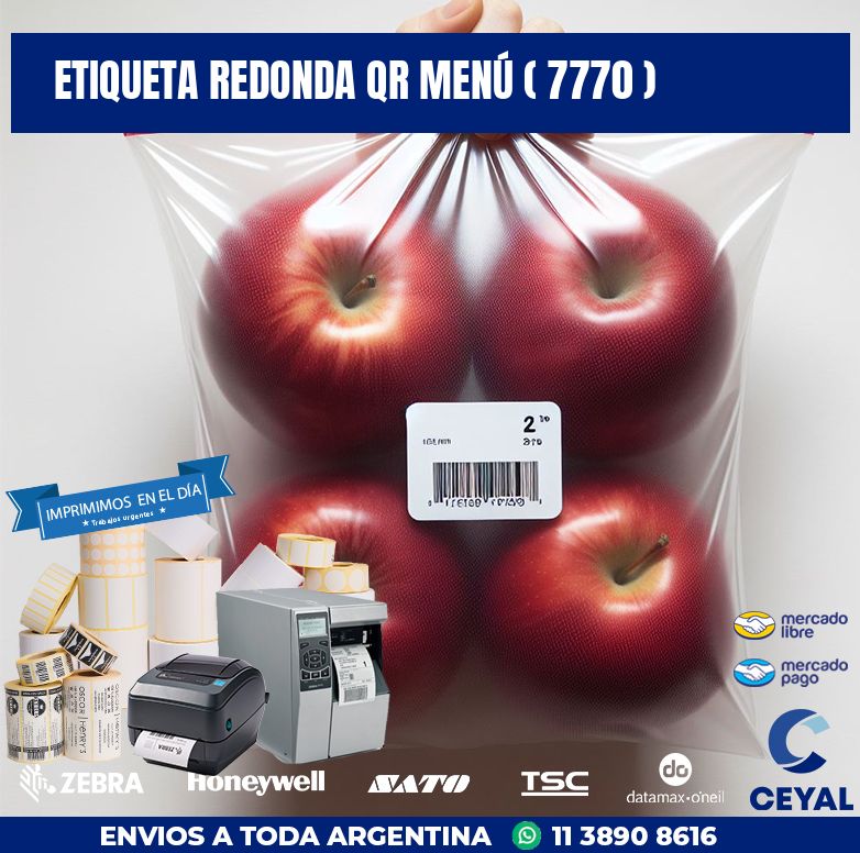 ETIQUETA REDONDA QR MENÚ ( 7770 )