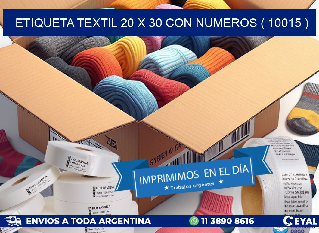 ETIQUETA TEXTIL 20 X 30 CON NUMEROS ( 10015 )