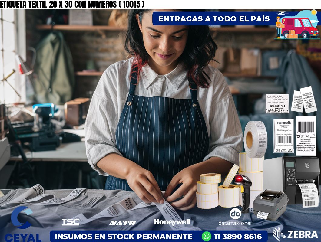 ETIQUETA TEXTIL 20 X 30 CON NUMEROS ( 10015 )