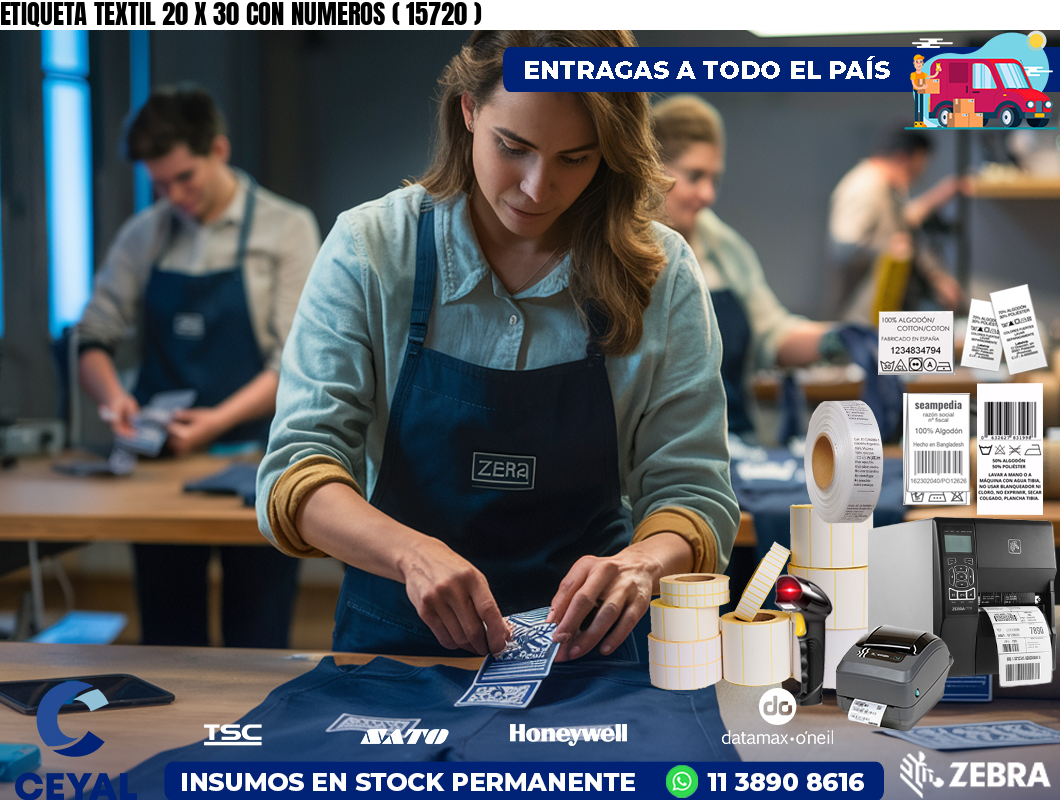ETIQUETA TEXTIL 20 X 30 CON NUMEROS ( 15720 )