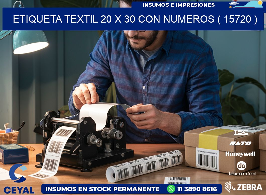 ETIQUETA TEXTIL 20 X 30 CON NUMEROS ( 15720 )