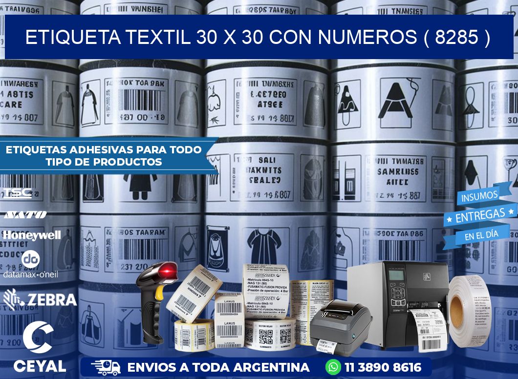 ETIQUETA TEXTIL 30 X 30 CON NUMEROS ( 8285 )