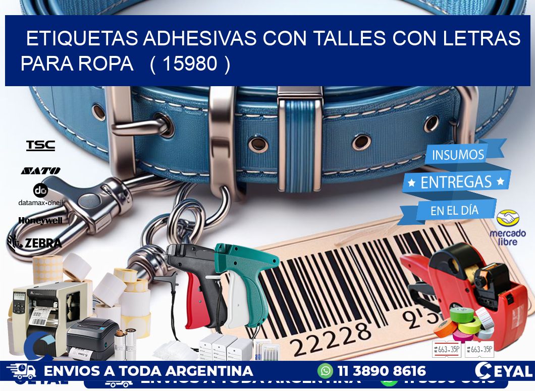ETIQUETAS ADHESIVAS CON TALLES CON LETRAS PARA ROPA   ( 15980 )