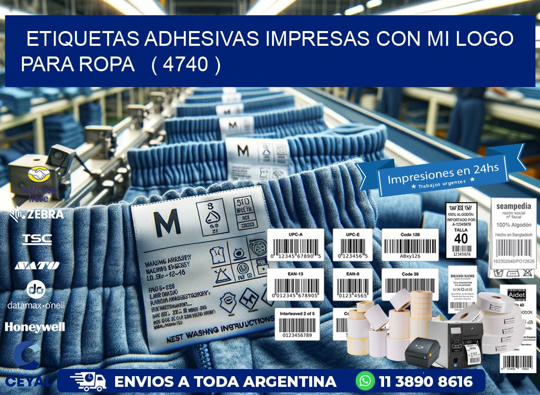 ETIQUETAS ADHESIVAS IMPRESAS CON MI LOGO PARA ROPA   ( 4740 )