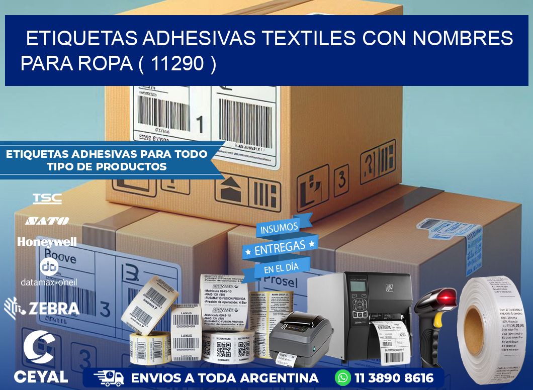 ETIQUETAS ADHESIVAS TEXTILES CON NOMBRES PARA ROPA ( 11290 )