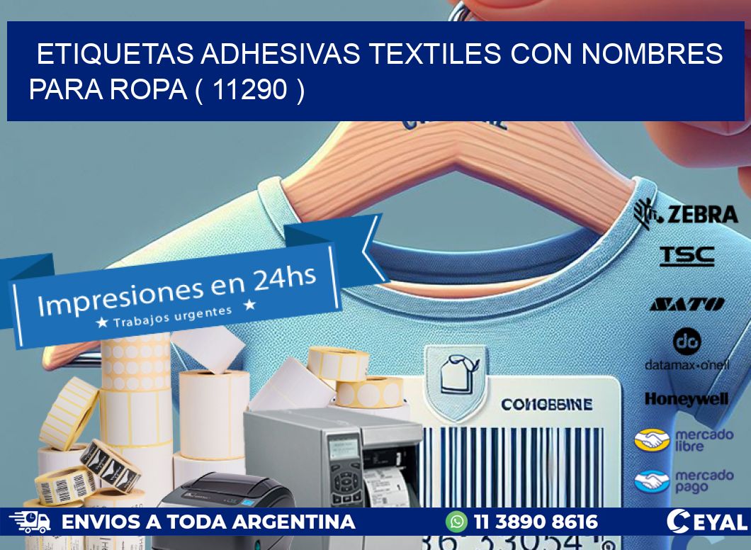 ETIQUETAS ADHESIVAS TEXTILES CON NOMBRES PARA ROPA ( 11290 )