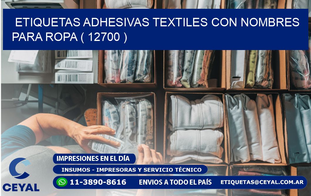 ETIQUETAS ADHESIVAS TEXTILES CON NOMBRES PARA ROPA ( 12700 )