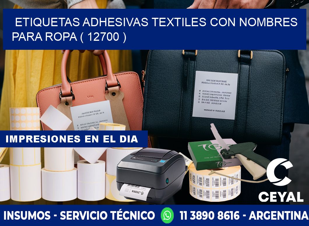 ETIQUETAS ADHESIVAS TEXTILES CON NOMBRES PARA ROPA ( 12700 )