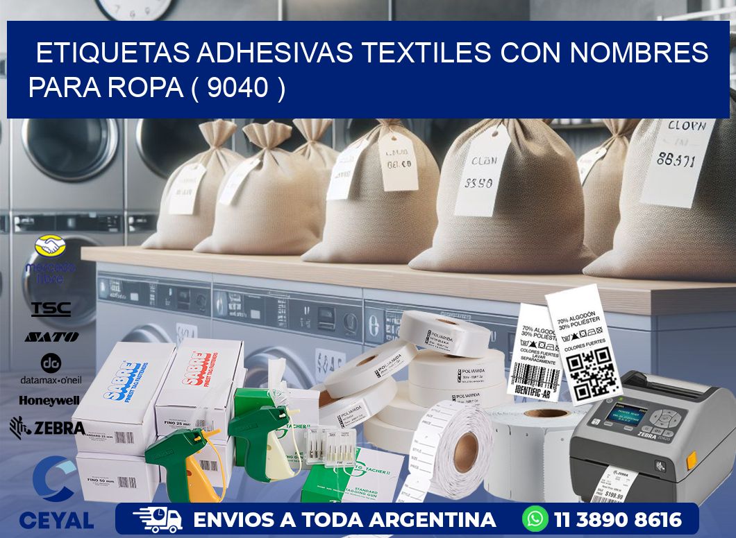 ETIQUETAS ADHESIVAS TEXTILES CON NOMBRES PARA ROPA ( 9040 )