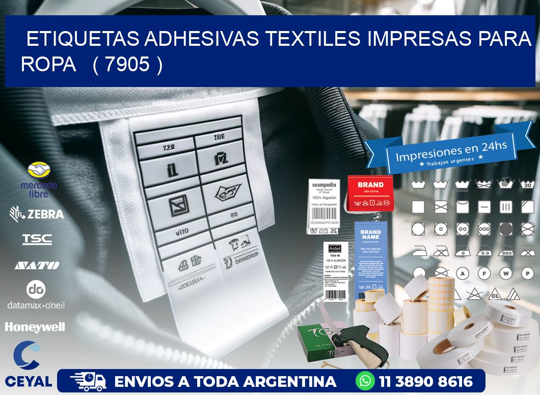 ETIQUETAS ADHESIVAS TEXTILES IMPRESAS PARA ROPA   ( 7905 )