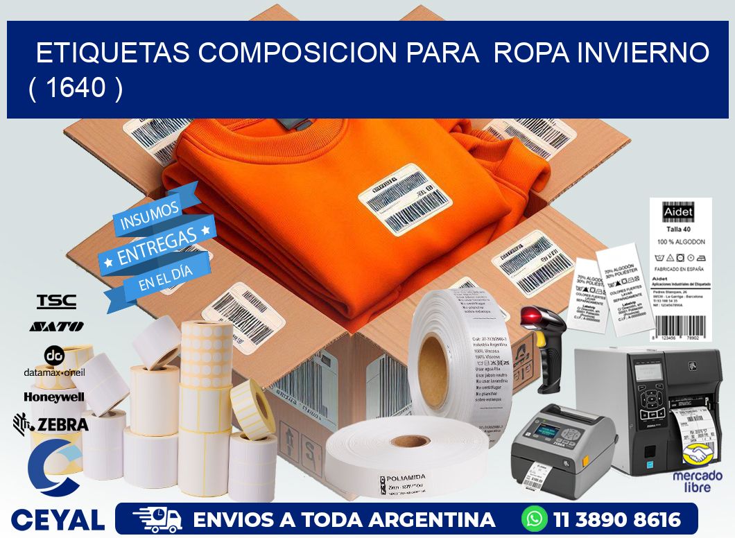 ETIQUETAS COMPOSICION PARA  ROPA INVIERNO   ( 1640 )