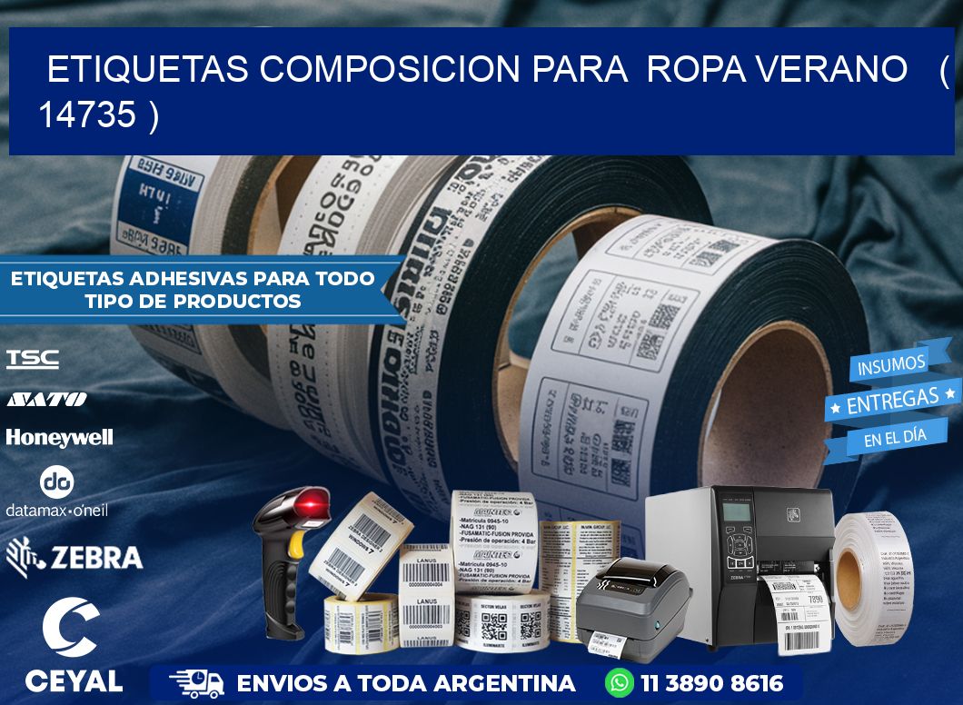 ETIQUETAS COMPOSICION PARA  ROPA VERANO   ( 14735 )
