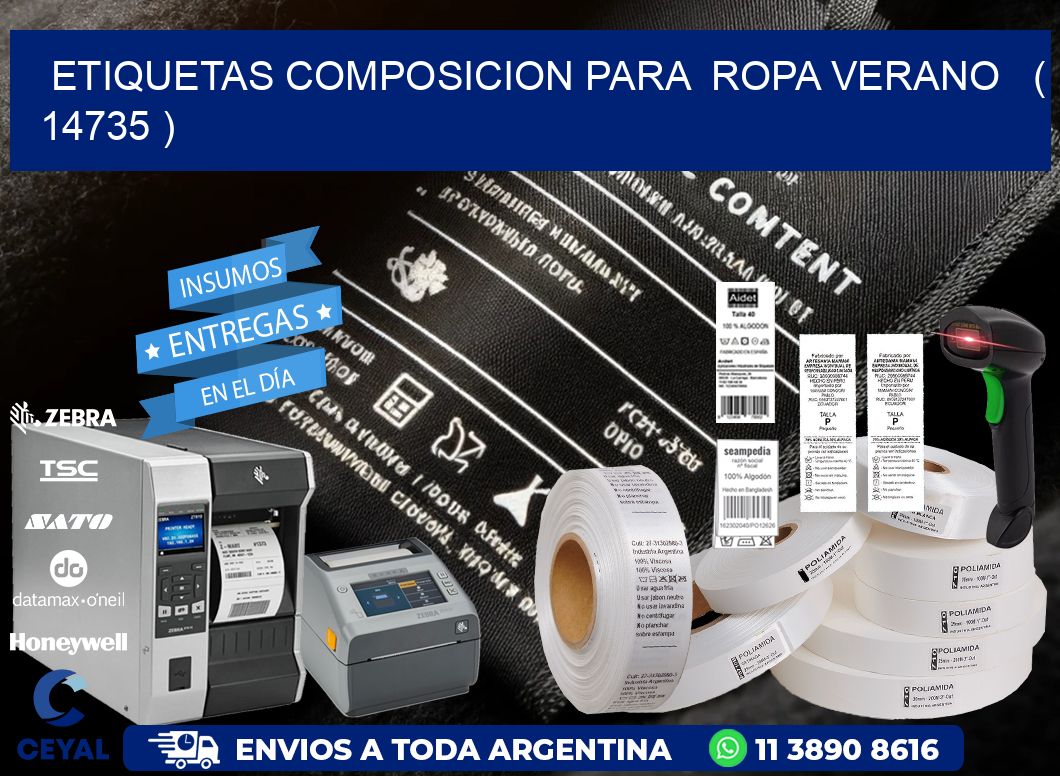 ETIQUETAS COMPOSICION PARA  ROPA VERANO   ( 14735 )
