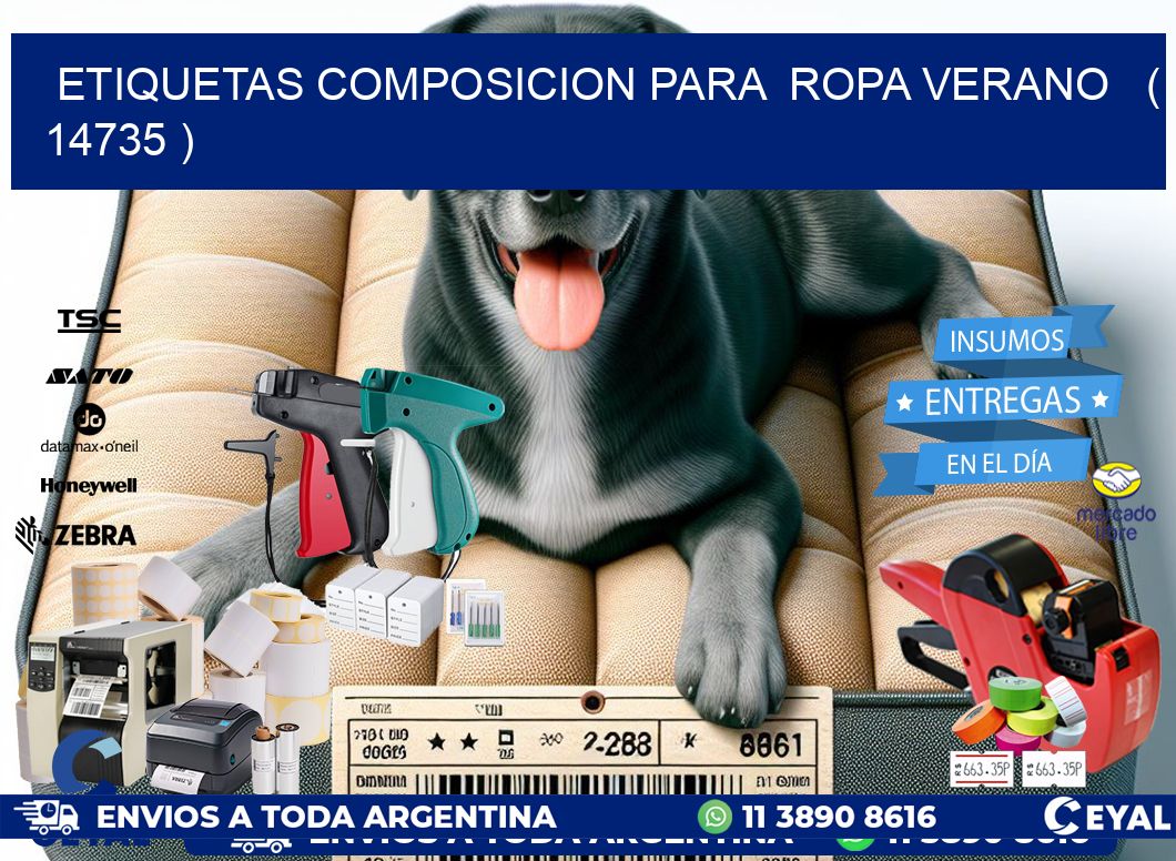 ETIQUETAS COMPOSICION PARA  ROPA VERANO   ( 14735 )
