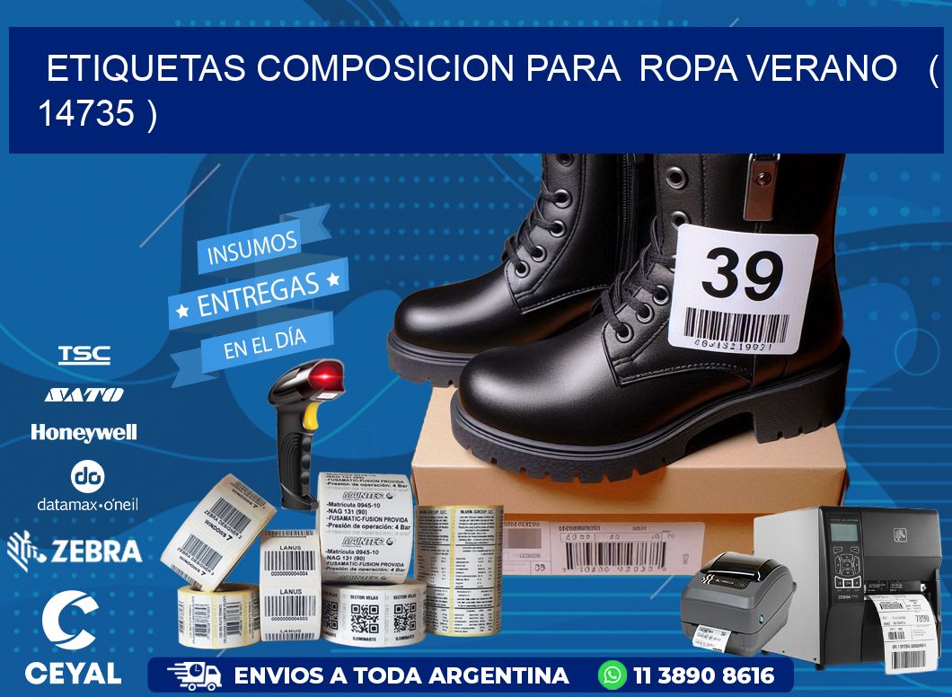 ETIQUETAS COMPOSICION PARA  ROPA VERANO   ( 14735 )