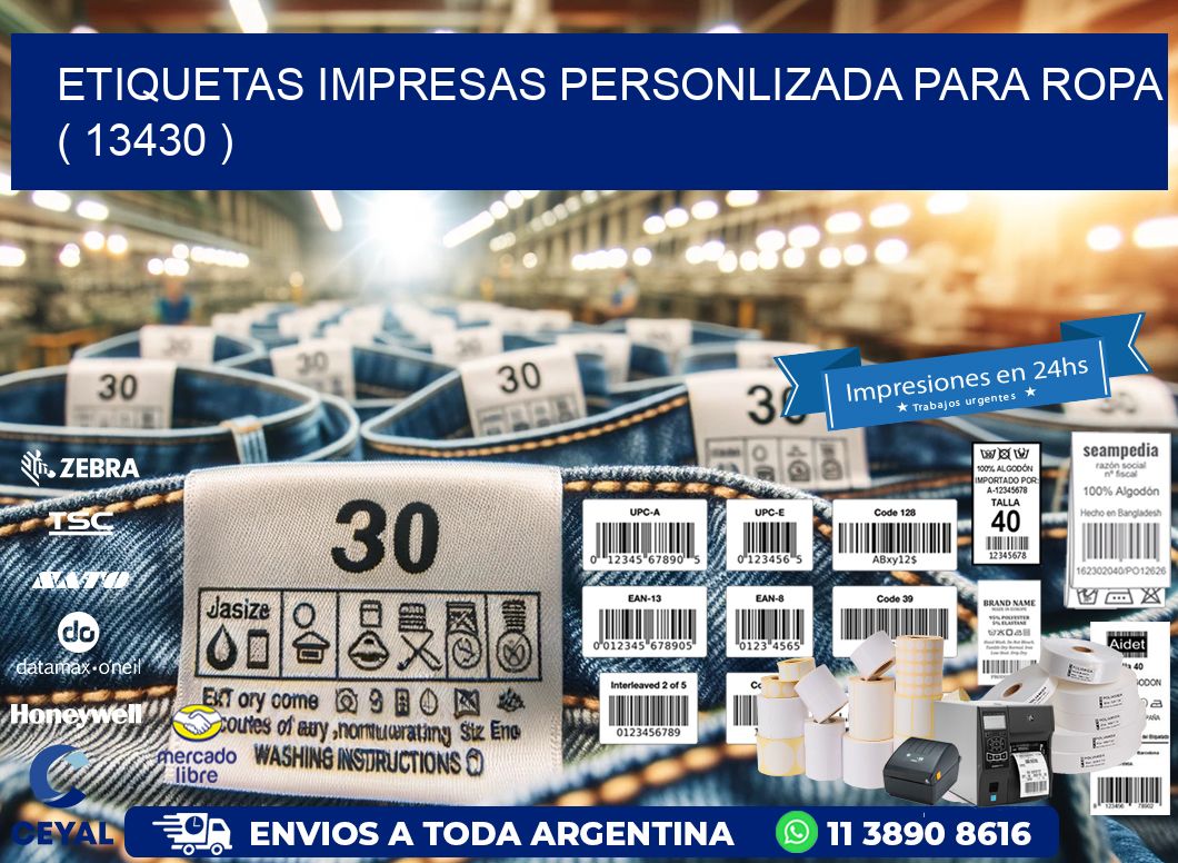 ETIQUETAS IMPRESAS PERSONLIZADA PARA ROPA   ( 13430 )