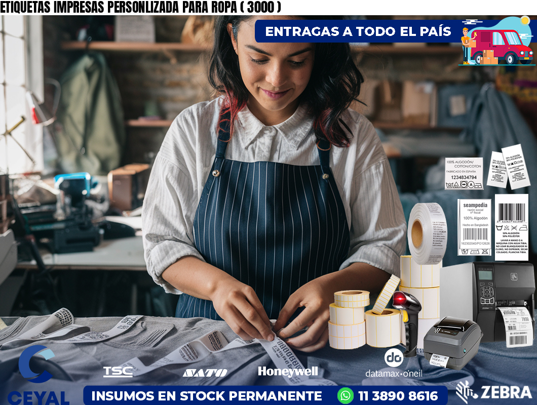 ETIQUETAS IMPRESAS PERSONLIZADA PARA ROPA ( 3000 )