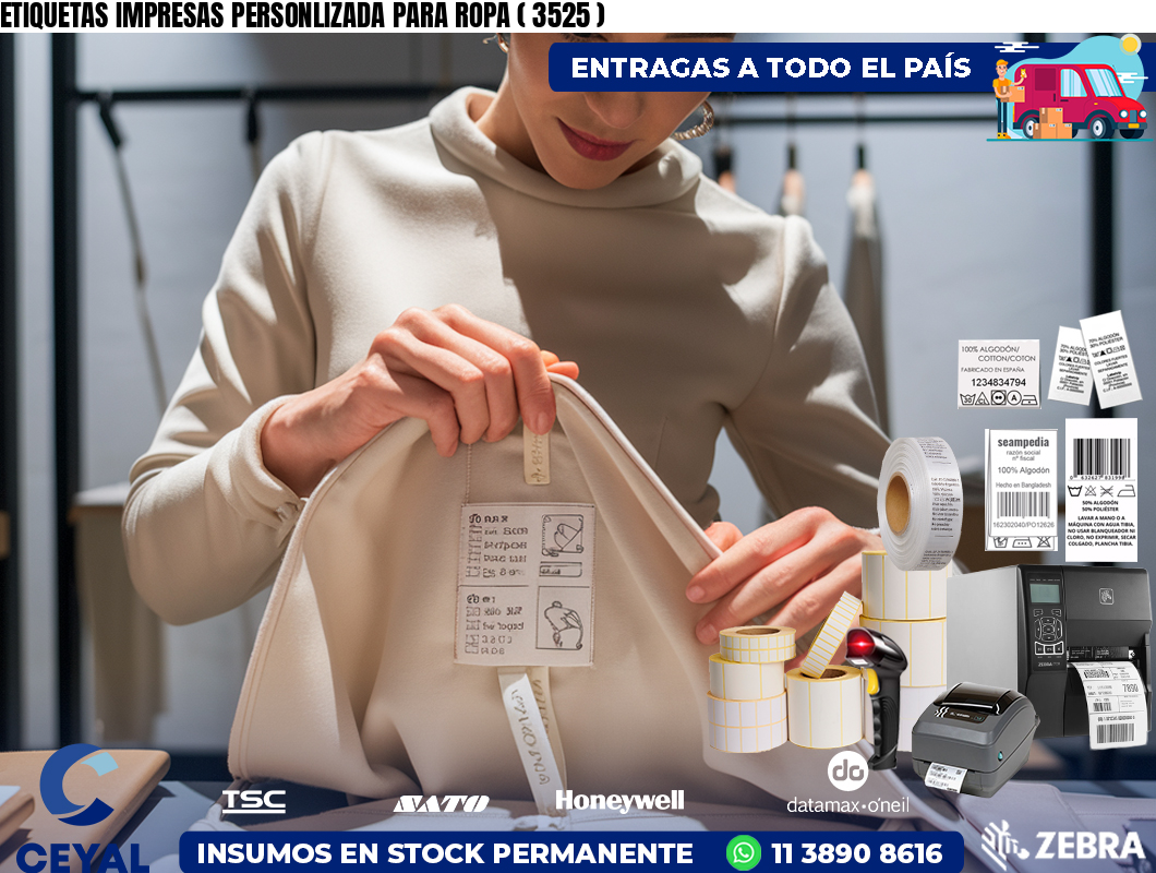 ETIQUETAS IMPRESAS PERSONLIZADA PARA ROPA ( 3525 )