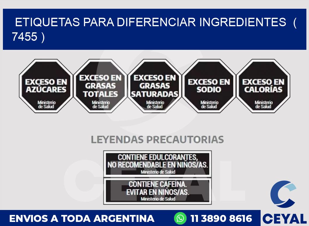ETIQUETAS PARA DIFERENCIAR INGREDIENTES  ( 7455 )