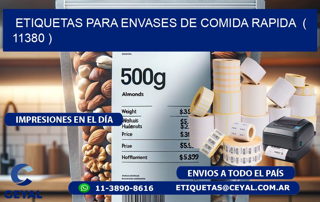 ETIQUETAS PARA ENVASES DE COMIDA RAPIDA  ( 11380 )