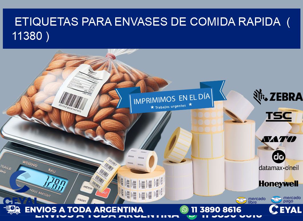ETIQUETAS PARA ENVASES DE COMIDA RAPIDA  ( 11380 )
