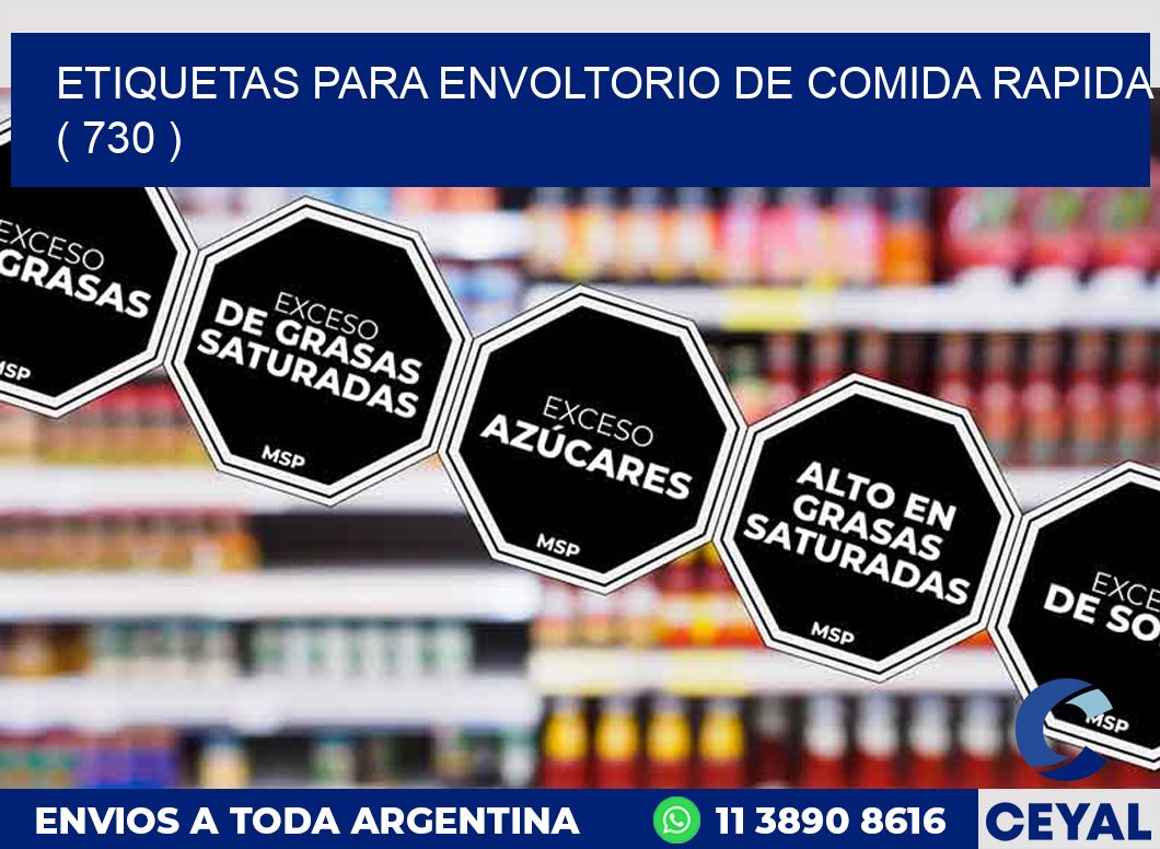 ETIQUETAS PARA ENVOLTORIO DE COMIDA RAPIDA  ( 730 )