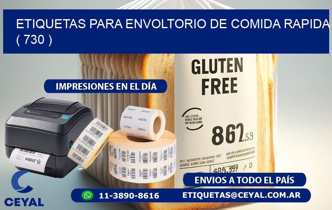 ETIQUETAS PARA ENVOLTORIO DE COMIDA RAPIDA  ( 730 )